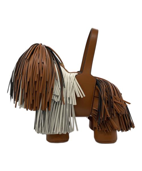 JW PEI（ジェイダブリューペイ）JW PEI (ジェイダブリューペイ) ドッグモチーフフリンジ2WAYバッグ ブラウン×ホワイトの古着・服飾アイテム