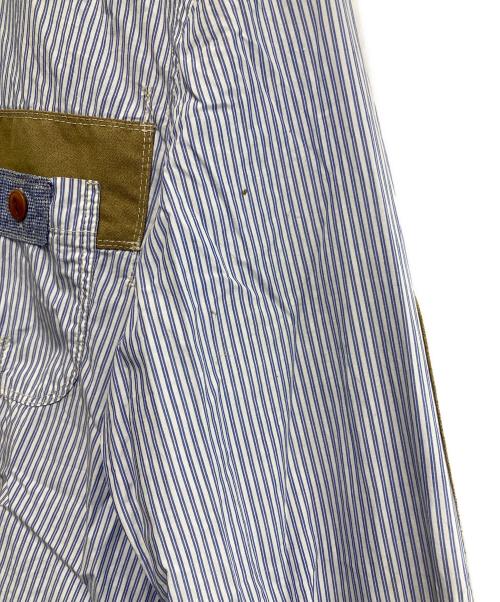 JUNYA WATANABE COMME des GARCONS（ジュンヤワタナベ コムデギャルソン）JUNYA WATANABE COMME des GARCONS ((ジュンヤワタナベ コムデギャルソン) パッチワークストライプシャツ ホワイト×ブルー サイズ:XSの古着・服飾アイテム