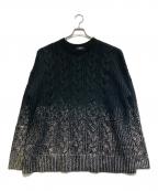 glambグラム）の古着「プラチナケーブルニット」｜ブラック×シルバー