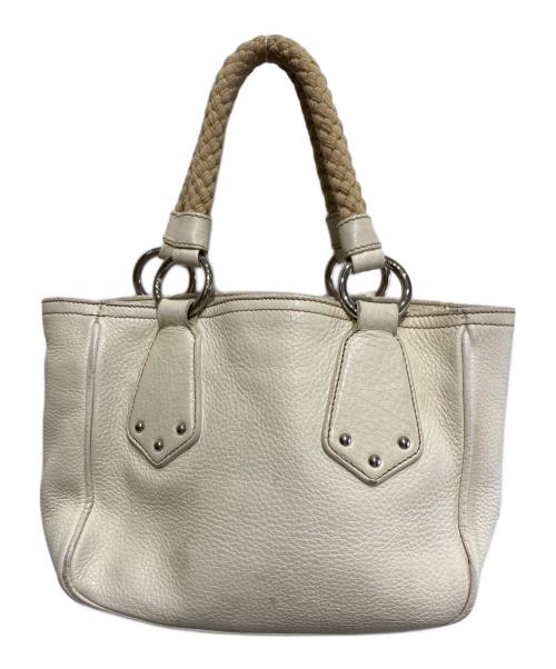 PRADA（プラダ）PRADA (プラダ) レザー編み込みハンドバッグ ベージュの古着・服飾アイテム