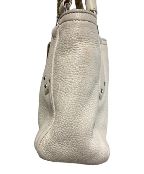 PRADA（プラダ）PRADA (プラダ) レザー編み込みハンドバッグ ベージュの古着・服飾アイテム