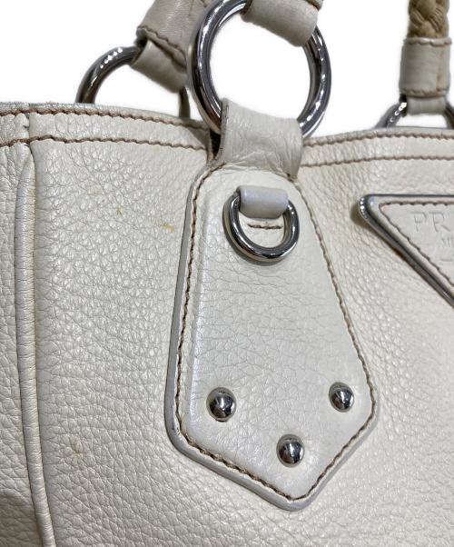 PRADA（プラダ）PRADA (プラダ) レザー編み込みハンドバッグ ベージュの古着・服飾アイテム