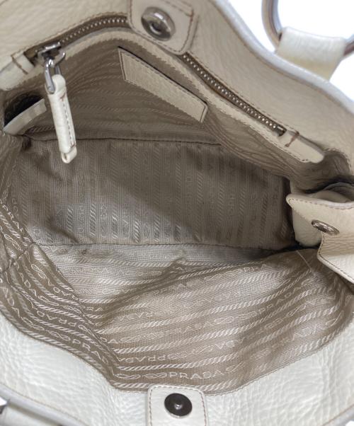 PRADA（プラダ）PRADA (プラダ) レザー編み込みハンドバッグ ベージュの古着・服飾アイテム