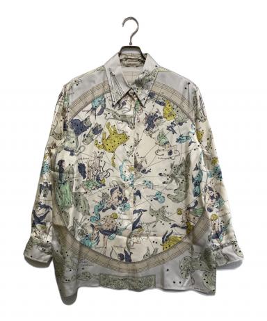 中古・古着通販】HERMES (エルメス) 星座柄シルクシャツ ベージュ