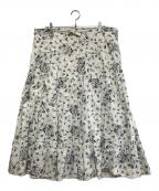 WONDERFUL WORLDワンダフルワールド）の古着「花柄スカート」｜ホワイト×ブラック