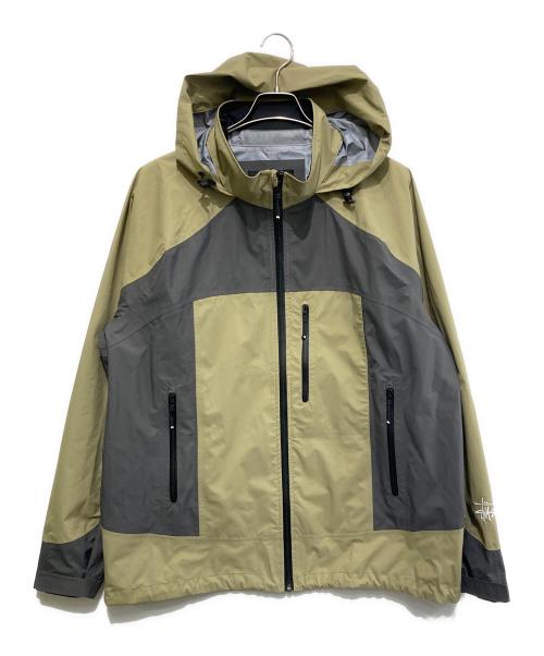 stussy（ステューシー）stussy (ステューシー) マウンテンパーカー シェルジャケット ナイロンジャケット グレー×ベージュ サイズ:Lの古着・服飾アイテム