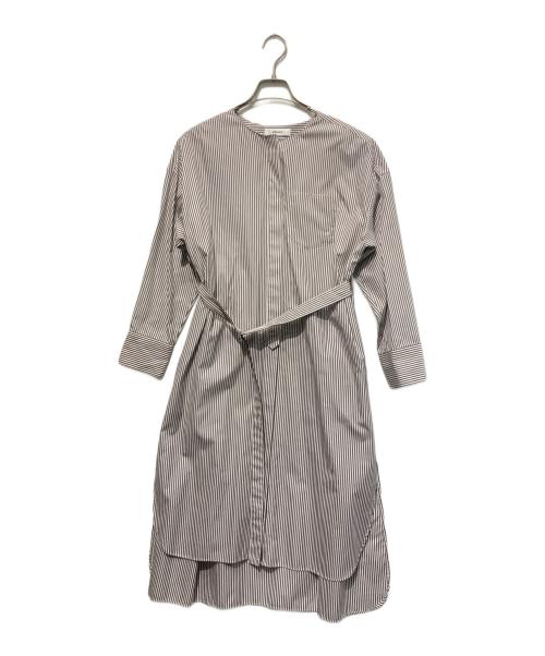 ebure（エブール）ebure (エブール) シャツワンピース ブラウン×ホワイト サイズ:36の古着・服飾アイテム
