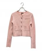 anuansアニュアンス）の古着「リトルケーブルニットカーディガン」｜ピンク