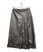 ）の古着「ロイヤルレザーライククロス アシンメトリープリーツスカート」｜グレー
