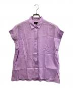 DRAWERドゥロワー）の古着「コットンオーガンジーショートスリーブブラウス」｜ラベンダー