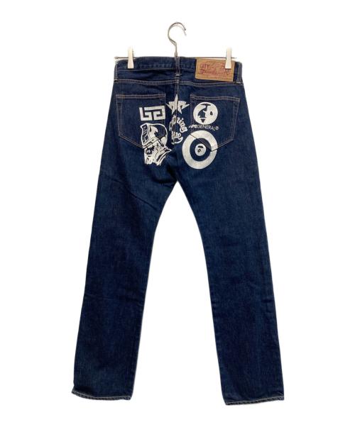 A BATHING APE（ア ベイシング エイプ）A BATHING APE (ア ベイシング エイプ) バックプリントデニムパンツ インディゴ サイズ:XXSの古着・服飾アイテム