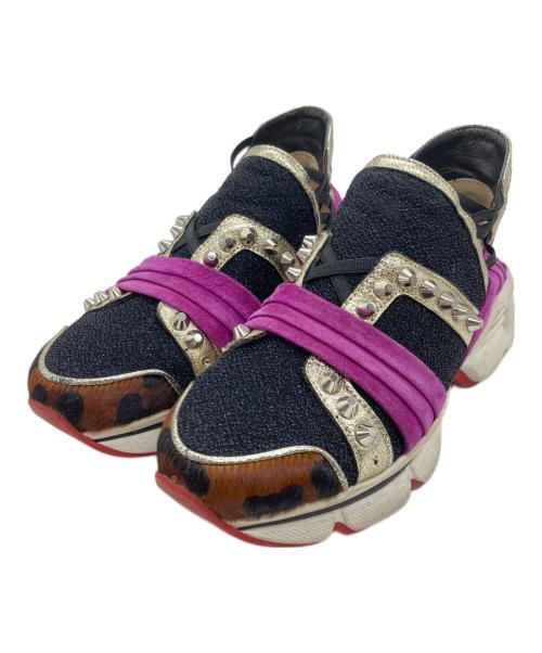 Christian Louboutin（クリスチャン・ルブタン）Christian Louboutin (クリスチャン・ルブタン) ランルビランスニーカー ブラック×パープル サイズ:35の古着・服飾アイテム