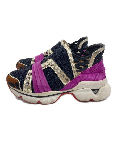 Christian Louboutin（クリスチャン・ルブタン）Christian Louboutin (クリスチャン・ルブタン) ランルビランスニーカー ブラック×パープル サイズ:35の古着・服飾アイテム