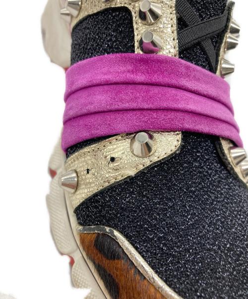 Christian Louboutin（クリスチャン・ルブタン）Christian Louboutin (クリスチャン・ルブタン) ランルビランスニーカー ブラック×パープル サイズ:35の古着・服飾アイテム
