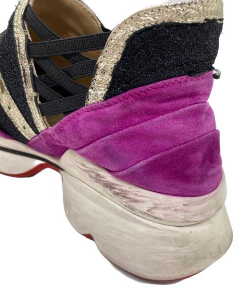 Christian Louboutin（クリスチャン・ルブタン）Christian Louboutin (クリスチャン・ルブタン) ランルビランスニーカー ブラック×パープル サイズ:35の古着・服飾アイテム