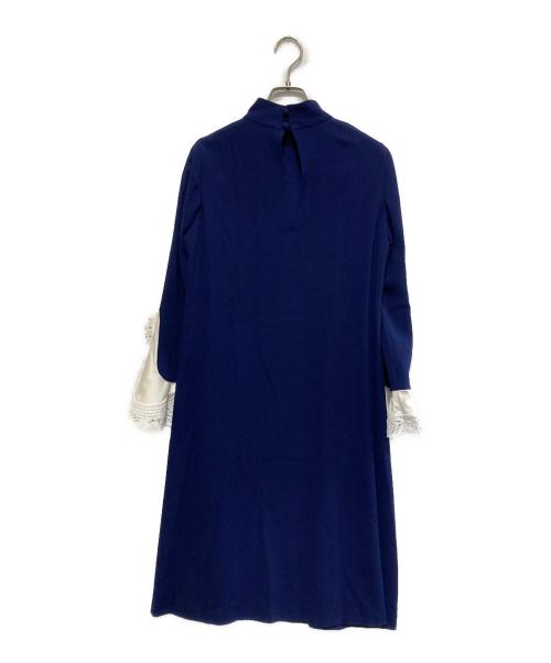 Mame Kurogouchi（マメクロゴウチ）mame kurogouchi (マメクロゴウチ) Lace Cuffs A-Line High Neck Dress ネイビー サイズ:1の古着・服飾アイテム