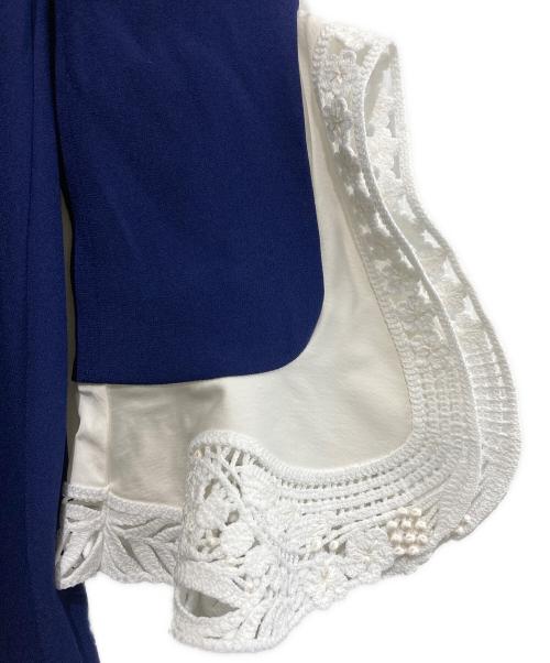 Mame Kurogouchi（マメクロゴウチ）mame kurogouchi (マメクロゴウチ) Lace Cuffs A-Line High Neck Dress ネイビー サイズ:1の古着・服飾アイテム