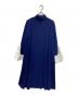 mame kurogouchi（マメクロゴウチ）の古着「Lace Cuffs A-Line High Neck Dress」｜ネイビー