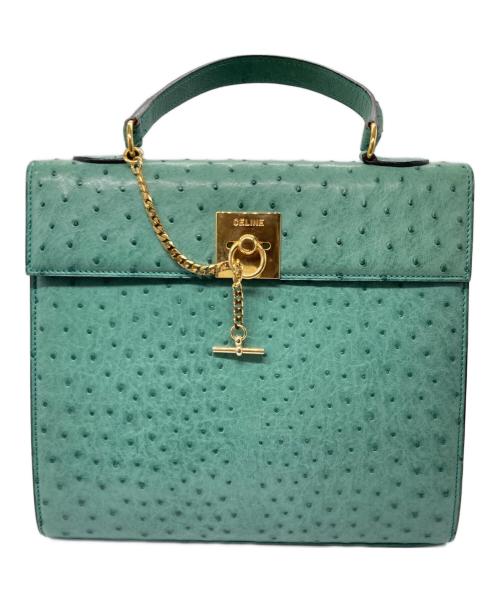 CELINE（セリーヌ）CELINE (セリーヌ) オーストリッチハンドバッグ グリーンの古着・服飾アイテム