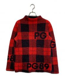 PEARLY GATES（パーリーゲイツ）の古着「モヘアモックネックプルオーバー」｜レッド×ブラック