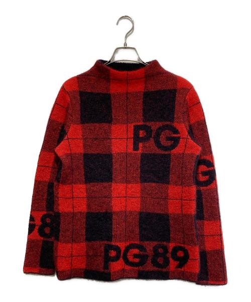 PEARLY GATES（パーリーゲイツ）PEARLY GATES (パーリーゲイツ) モヘアモックネックプルオーバー レッド×ブラック サイズ:1の古着・服飾アイテム