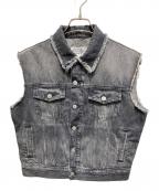MM6 Maison Margielaエムエムシックスメゾンマルジェラ）の古着「フレイド デニムベスト」｜ブラック