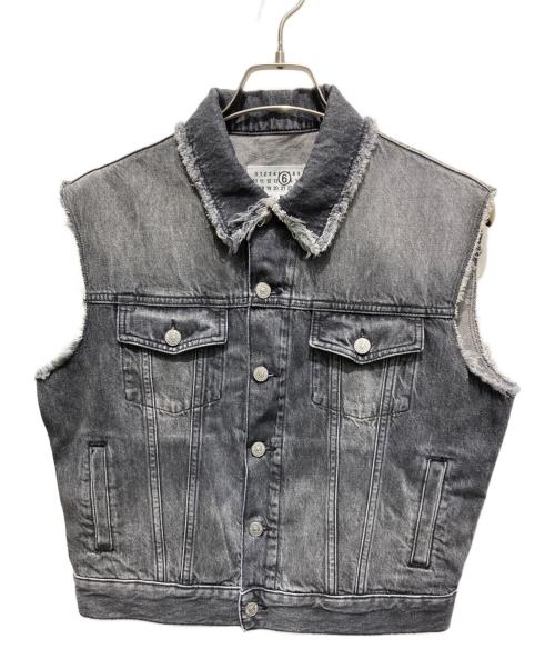 MM6 Maison Margiela（エムエムシックスメゾンマルジェラ）MM6 Maison Margiela (エムエムシックスメゾンマルジェラ) フレイド デニムベスト ブラック サイズ:キッズサイズ14の古着・服飾アイテム