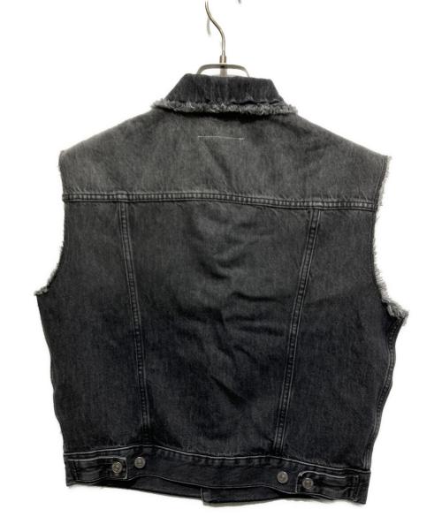 MM6 Maison Margiela（エムエムシックスメゾンマルジェラ）MM6 Maison Margiela (エムエムシックスメゾンマルジェラ) フレイド デニムベスト ブラック サイズ:キッズサイズ14の古着・服飾アイテム