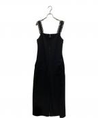 BORDERS at BALCONYボーダーズアットバルコニー）の古着「フリルストラップオールインワン」｜ブラック