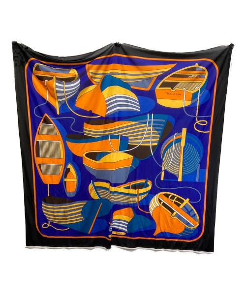 HERMES（エルメス）HERMES (エルメス) カレ90THALAS ブルー×オレンジの古着・服飾アイテム