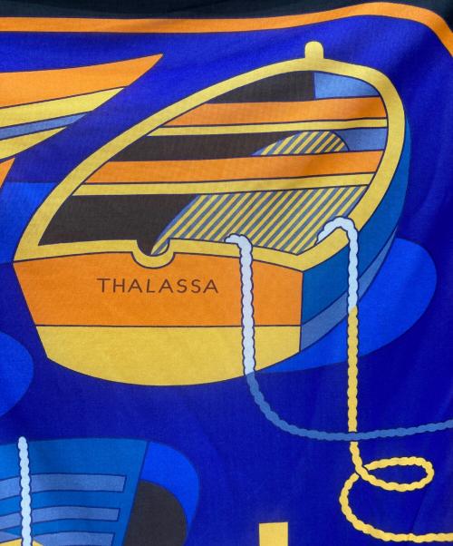 HERMES（エルメス）HERMES (エルメス) カレ90THALAS ブルー×オレンジの古着・服飾アイテム