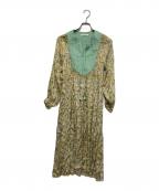 ne quittez pasヌキテパ）の古着「ペイズリー柄レーヨンワンピース」｜グリーン×ベージュ