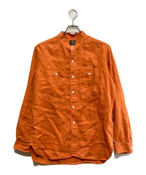 Needles（ニードルズ）Needles (ニードルズ) Band Collar Work Shirt -Linen Canvas オレンジ サイズ:Sの古着・服飾アイテム