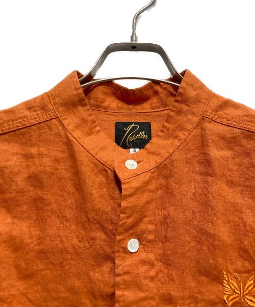 Needles（ニードルズ）Needles (ニードルズ) Band Collar Work Shirt -Linen Canvas オレンジ サイズ:Sの古着・服飾アイテム