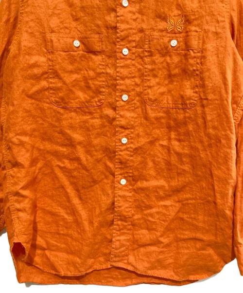 Needles（ニードルズ）Needles (ニードルズ) Band Collar Work Shirt -Linen Canvas オレンジ サイズ:Sの古着・服飾アイテム
