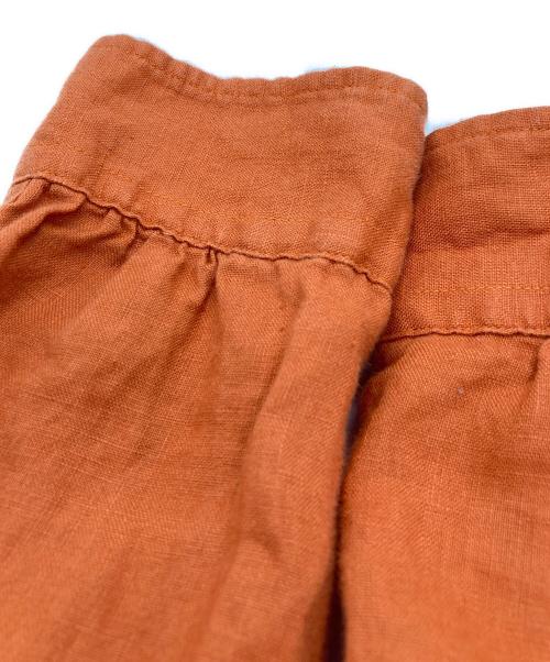 Needles（ニードルズ）Needles (ニードルズ) Band Collar Work Shirt -Linen Canvas オレンジ サイズ:Sの古着・服飾アイテム