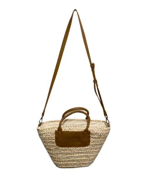 DEAN&DELUCA（ディーンアンドデルーカ）DEAN&DELUCA (ディーンアンドデルーカ) BEAMS COUTURE (ビームス クチュール) ２WAYカゴバッグ ベージュ×ブラウンの古着・服飾アイテム