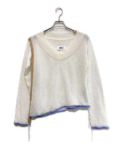 MM6 Maison Margiela（エムエムシックスメゾンマルジェラ）MM6 Maison Margiela (エムエムシックスメゾンマルジェラ) Vネックニット ホワイト サイズ:Sの古着・服飾アイテム