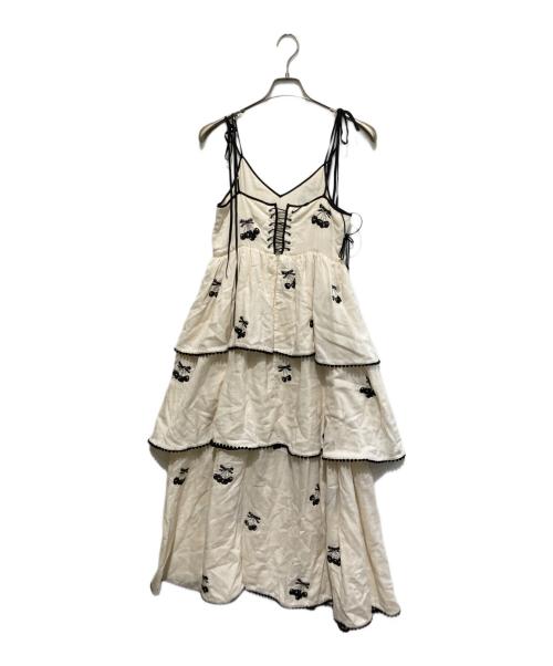 Tanaka Daisuke（タナカ ダイスケ）TANAKA DAISUKE (タナカ ダイスケ) チェリー柄キャミソールワンピース ホワイト サイズ:Fの古着・服飾アイテム