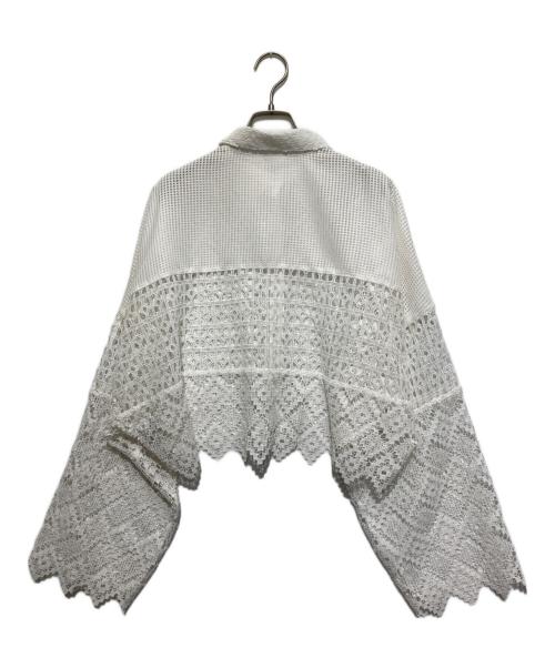 LE CIEL BLEU（ルシェルブルー）LE CIEL BLEU (ルシェルブルー) Paneled Lace Cropped Shirt ホワイト サイズ:36の古着・服飾アイテム