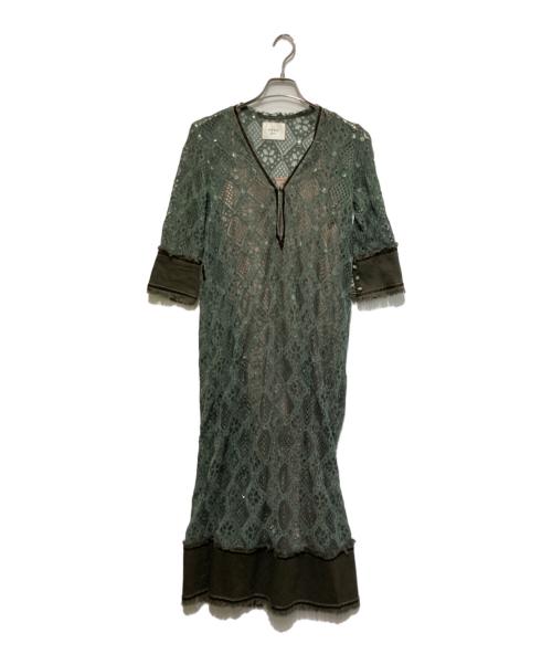 Ameri（アメリ）AMERI (アメリ) GEOMETRY LACE DRESS グリーン サイズ:Sの古着・服飾アイテム