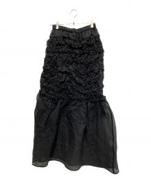 Rumche（ラム・シェ）の古着「Organdy Shirring Skirt（オーガンジーシャーリングスカート）」｜ブラック