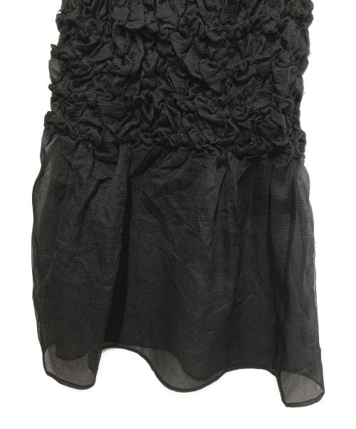 Rumche（ラム・シェ）Rumche (ラム・シェ) Organdy Shirring Skirt（オーガンジーシャーリングスカート） ブラック サイズ:FREEの古着・服飾アイテム