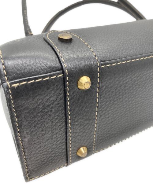 Christian Dior（クリスチャン ディオール）Christian Dior (クリスチャン ディオール) レザー横長ハンドバッグ ブラックの古着・服飾アイテム