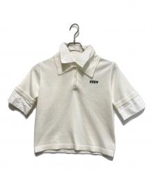 eimy istoire（エイミーイストワール）の古着「ハーフスリーブダブルカラーニット」｜ホワイト