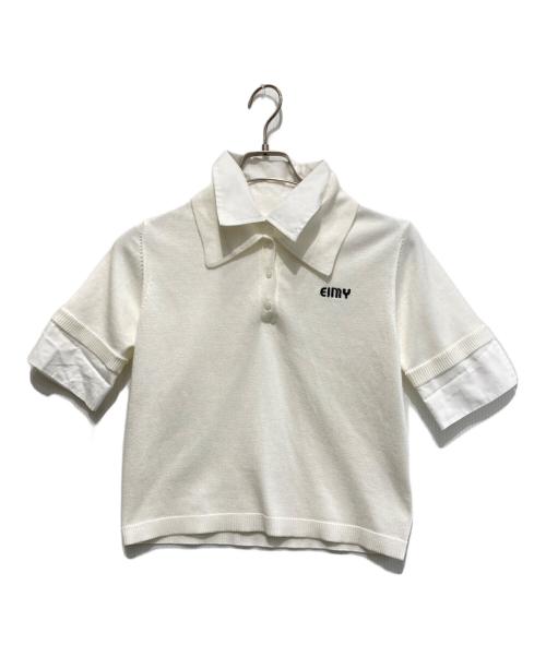 eimy istoire（エイミーイストワール）eimy istoire (エイミーイストワール) ハーフスリーブダブルカラーニット ホワイト サイズ:Freeの古着・服飾アイテム