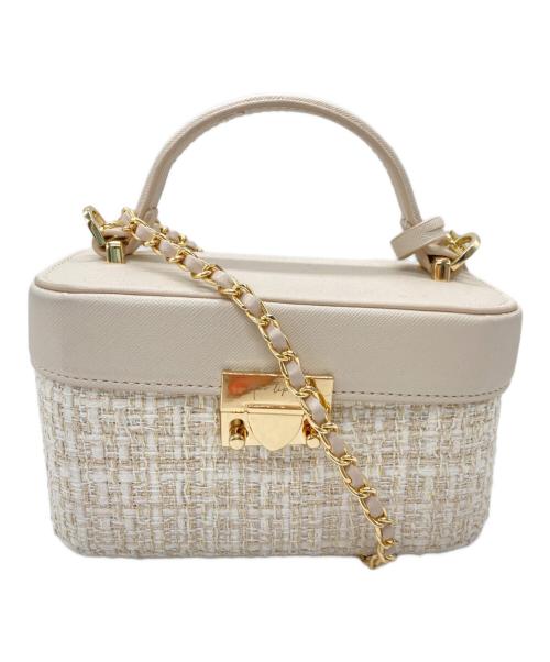 HER LIP TO（ハーリップトゥ）HER LIP TO (ハーリップトゥ) Tweed chain vanity bag ベージュの古着・服飾アイテム