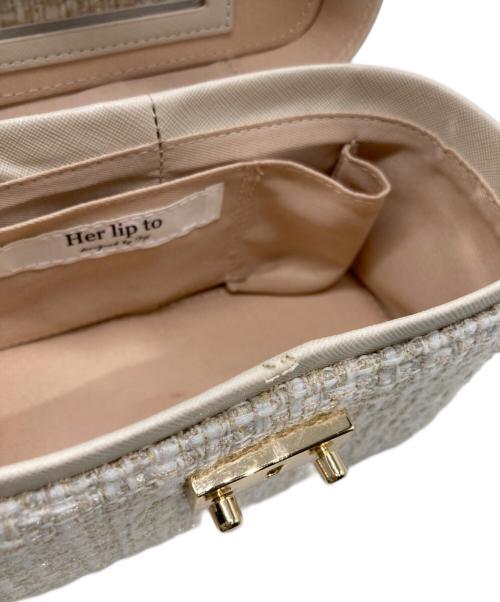 HER LIP TO（ハーリップトゥ）HER LIP TO (ハーリップトゥ) Tweed chain vanity bag ベージュの古着・服飾アイテム