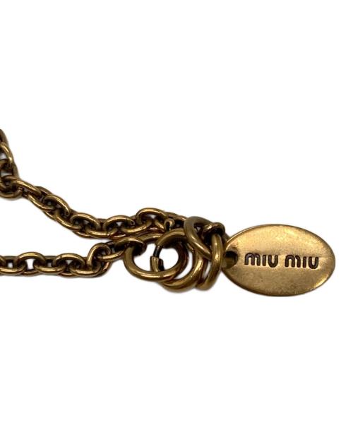 MIU MIU（ミュウミュウ）MIU MIU (ミュウミュウ) OLDスタッズビジューネックレス ベージュ×スカイブルーの古着・服飾アイテム