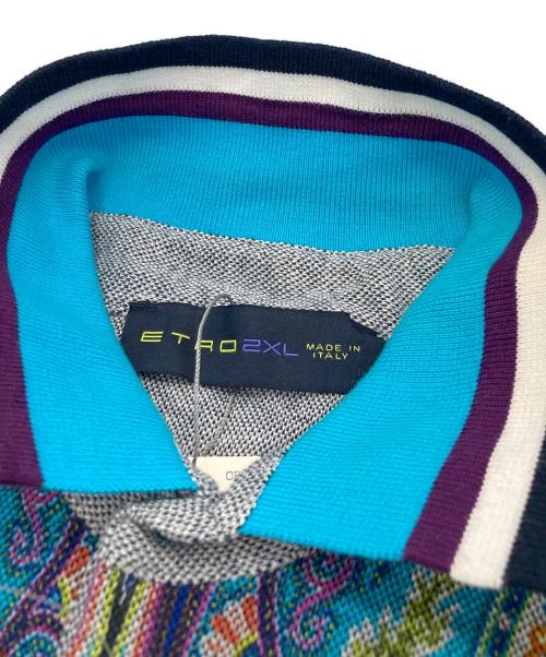 ETRO（エトロ）ETRO (エトロ) 柄ポロシャツ グレー サイズ:2XLの古着・服飾アイテム